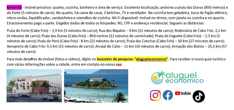 Braga - Kitnet 05 - Cabo Frio - Alquiler Económico