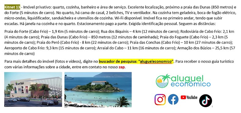 Braga - Kitnet 13 - Cabo Frio - Alquiler Económico