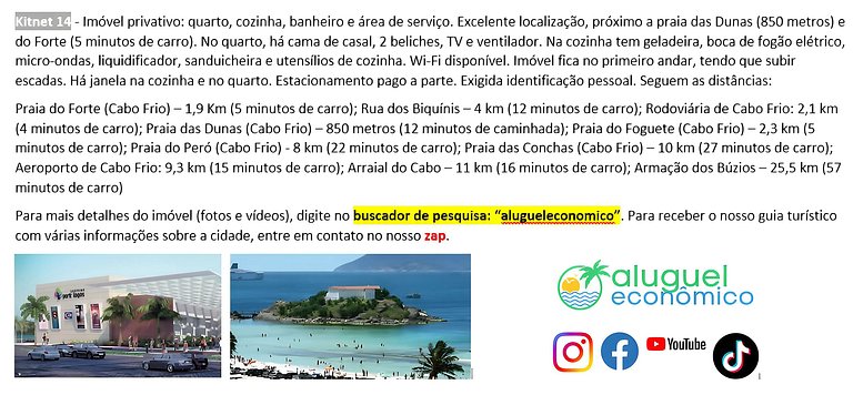 Braga - Kitnet 14 - Cabo Frio - Aluguel Econômico