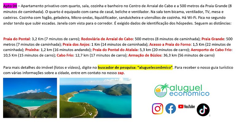 Brisas do Farol - Apt 04 - Arraial do Cabo - Economic Rent