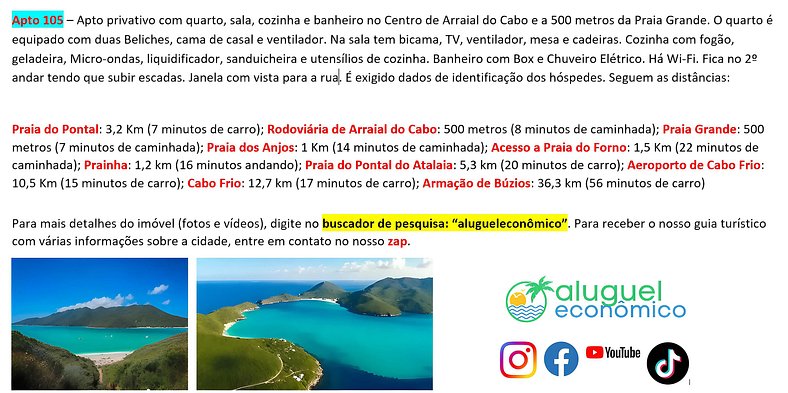 Brisas do Farol - Apto 105 - Arraial do Cabo - Alquiler Econ