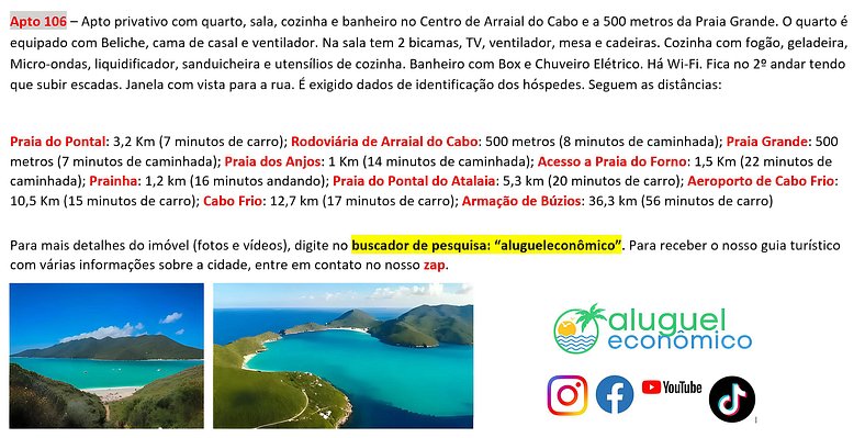 Brisas do Farol - Apto 106 - Arraial do Cabo - Alquiler Econ