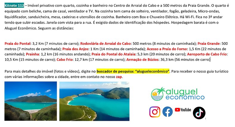 Brisas do Farol - Kitnet 112 - Arraial do Cabo - Alquiler Ec