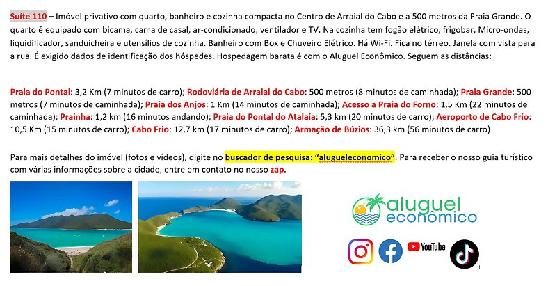 Brisas do Farol - Suite 110 - Arraial do Cabo - Alquiler Eco