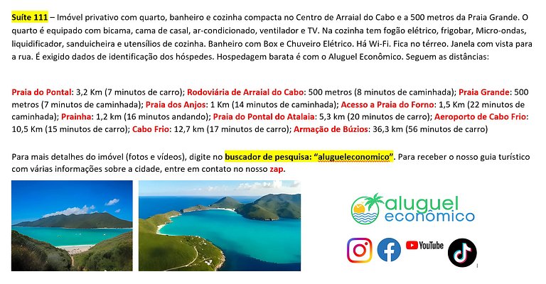 Brisas do Farol - Suite 111 - Arraial do Cabo - Alquiler Eco