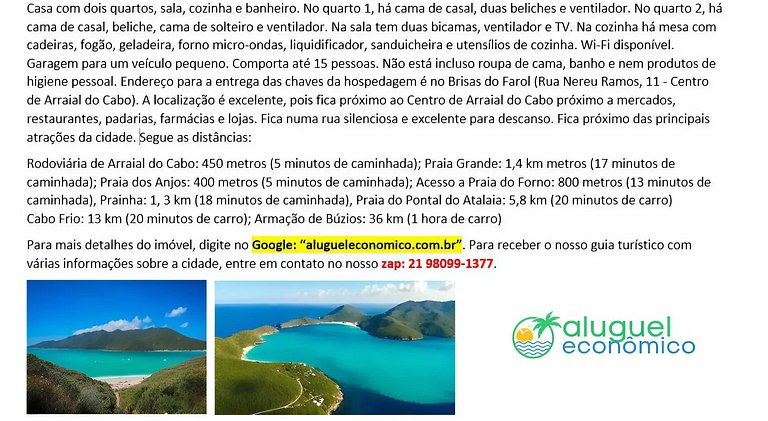 Casa - Praia dos Anjos - Arraial do Cabo - Aluguel Econômico