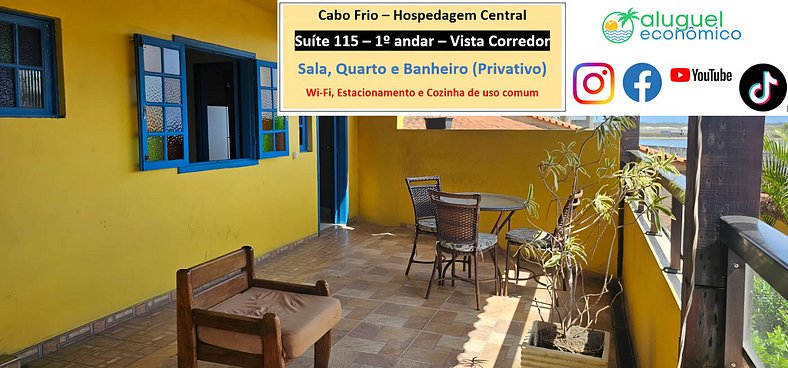 Central Accommodation - Studio 115 - Cabo Frio - Economic Re