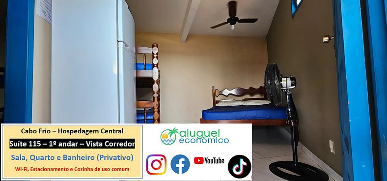 Central Accommodation - Studio 115 - Cabo Frio - Economic Re