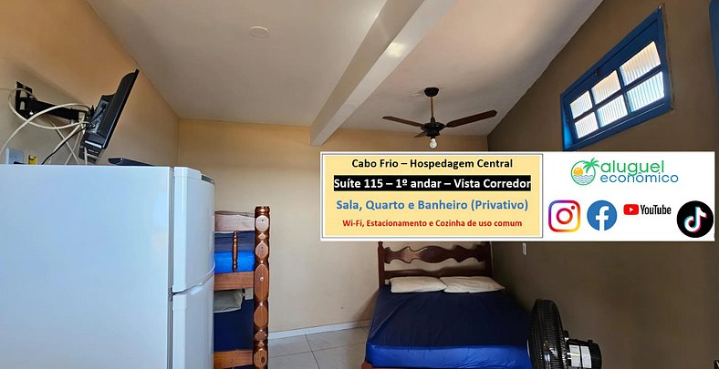 Central Accommodation - Studio 115 - Cabo Frio - Economic Re