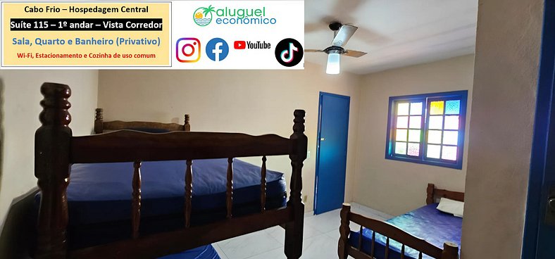 Central Accommodation - Studio 115 - Cabo Frio - Economic Re