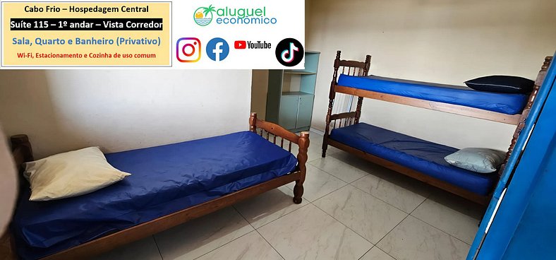 Central Accommodation - Studio 115 - Cabo Frio - Economic Re