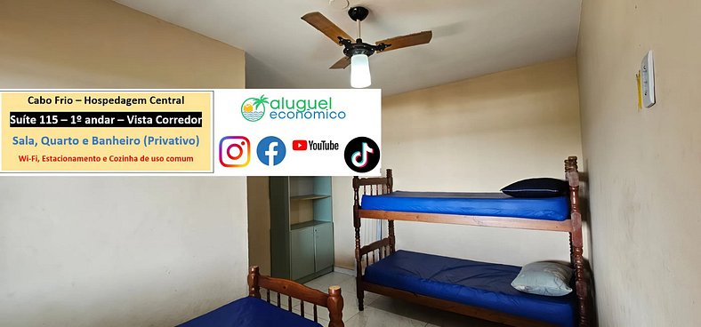 Central Accommodation - Studio 115 - Cabo Frio - Economic Re