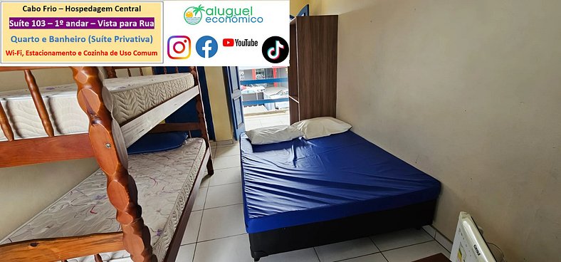 Central Accommodation - Suite 103 - Cabo Frio - Economic Ren