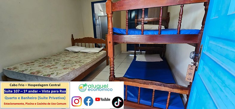 Central Accommodation - Suite 107 - Cabo Frio - Economic Ren