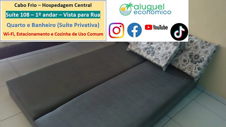 Central Accommodation - Suite 108 - Cabo Frio - Economic Ren