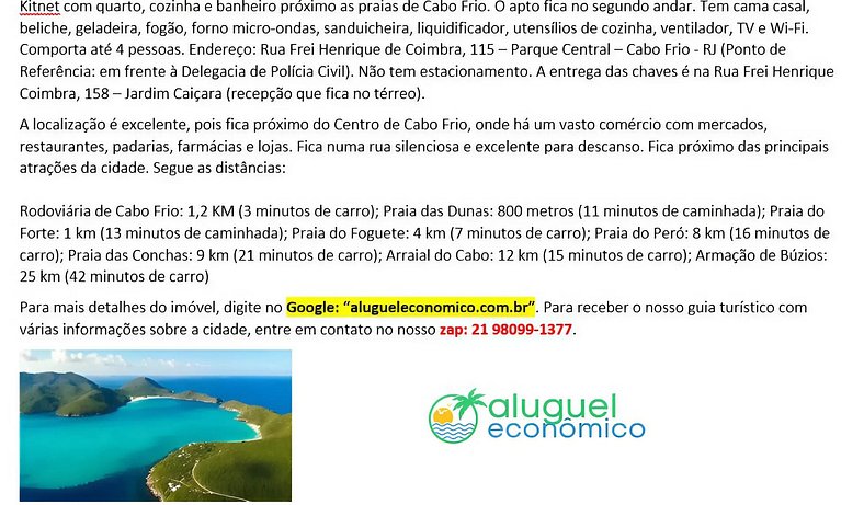 Central Park - Kitnet 06 - Cabo Frio - Alquiler Económico