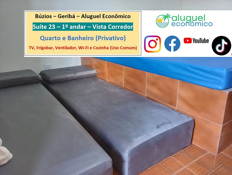 Geribá - Búzios - Suíte 23 - Aluguel Econômico