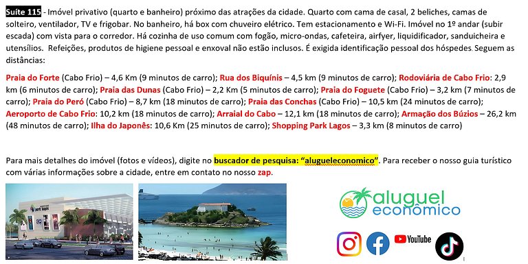 Hospedagem Central - Studio 115 - Cabo Frio - Aluguel Econôm