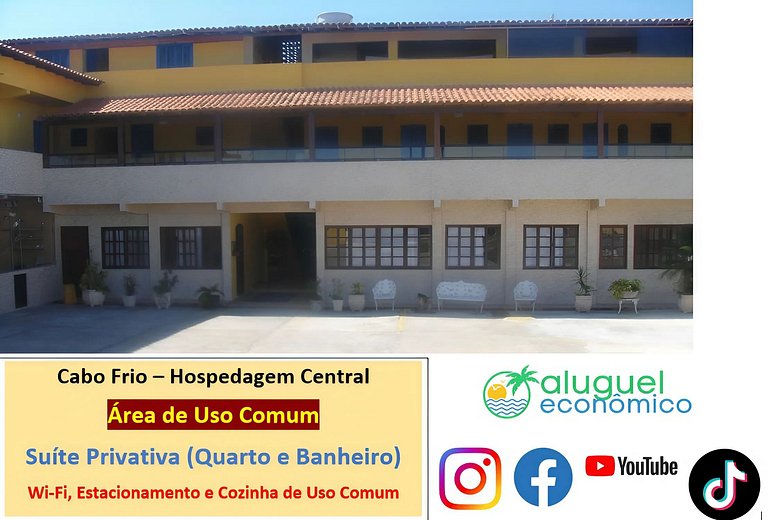 Hospedagem Central - Suíte 02 - Cabo Frio - Aluguel Econômic