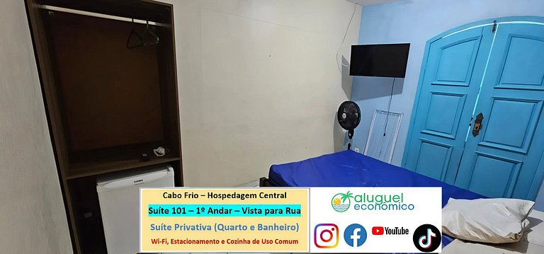 Hospedagem Central - Suíte 101 - Cabo Frio - Aluguel Econômi