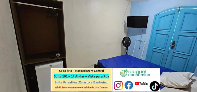 Hospedagem Central - Suíte 101 - Cabo Frio - Aluguel Econômi