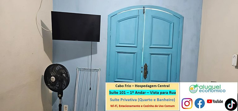 Hospedagem Central - Suíte 101 - Cabo Frio - Aluguel Econômi