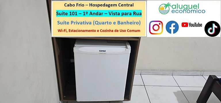 Hospedagem Central - Suíte 101 - Cabo Frio - Aluguel Econômi