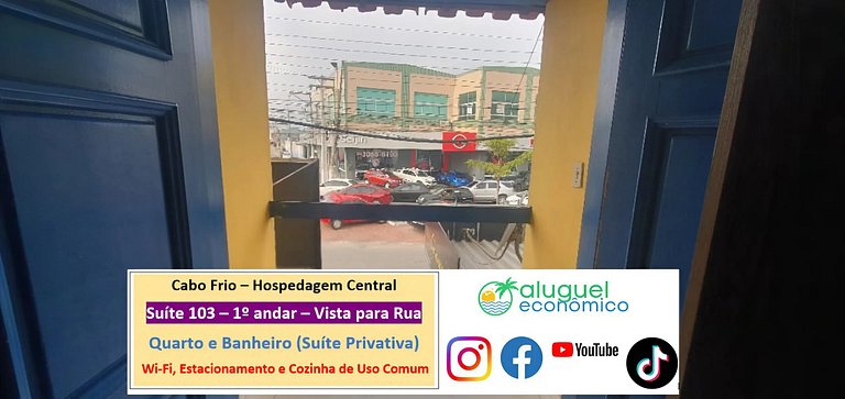 Hospedagem Central - Suíte 103 - Cabo Frio - Aluguel Econômi