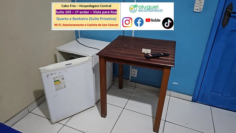 Hospedagem Central - Suíte 103 - Cabo Frio - Aluguel Econômi