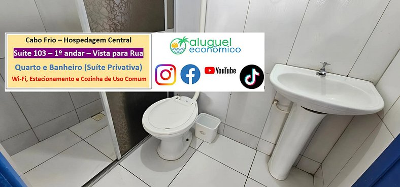 Hospedagem Central - Suíte 103 - Cabo Frio - Aluguel Econômi