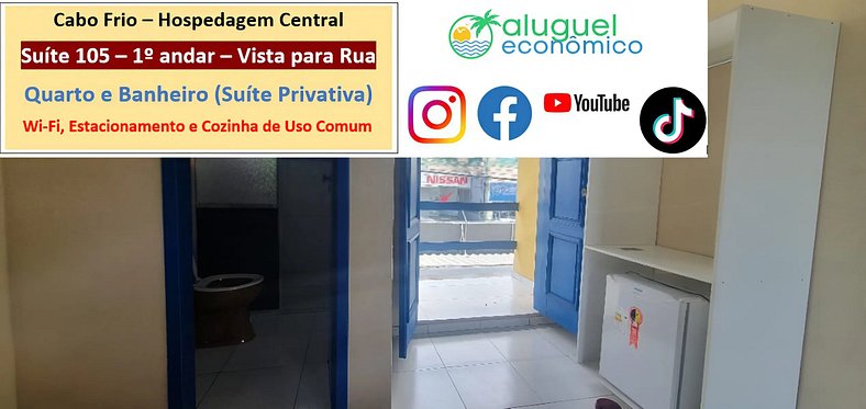 Hospedagem Central - Suíte 105 - Cabo Frio - Aluguel Econômi