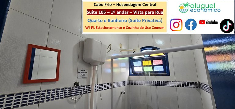 Hospedagem Central - Suíte 105 - Cabo Frio - Aluguel Econômi