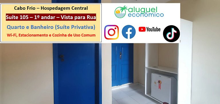 Hospedagem Central - Suíte 105 - Cabo Frio - Aluguel Econômi