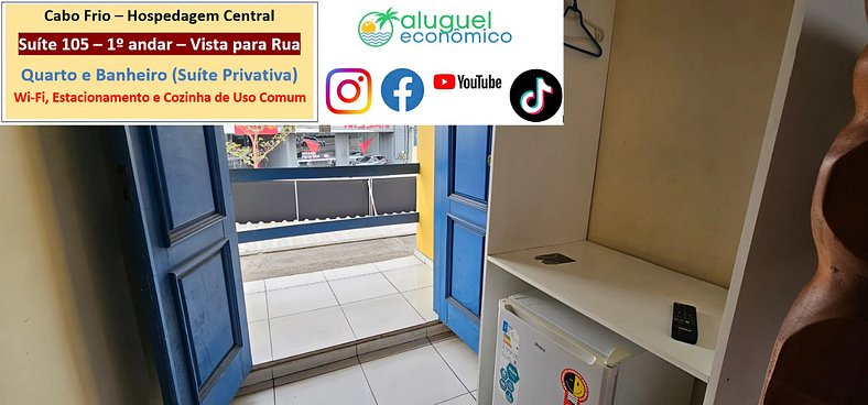 Hospedagem Central - Suíte 105 - Cabo Frio - Aluguel Econômi