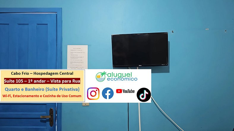 Hospedagem Central - Suíte 105 - Cabo Frio - Aluguel Econômi