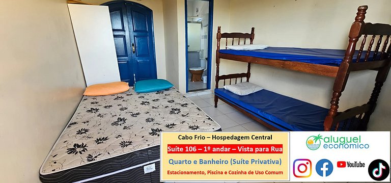 Hospedagem Central - Suíte 106 - Cabo Frio - Aluguel Econômi