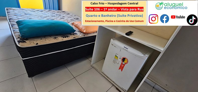 Hospedagem Central - Suíte 106 - Cabo Frio - Aluguel Econômi