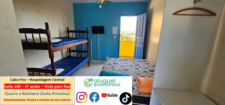 Hospedagem Central - Suíte 106 - Cabo Frio - Aluguel Econômi