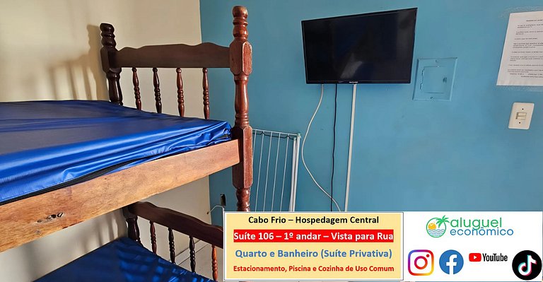 Hospedagem Central - Suíte 106 - Cabo Frio - Aluguel Econômi