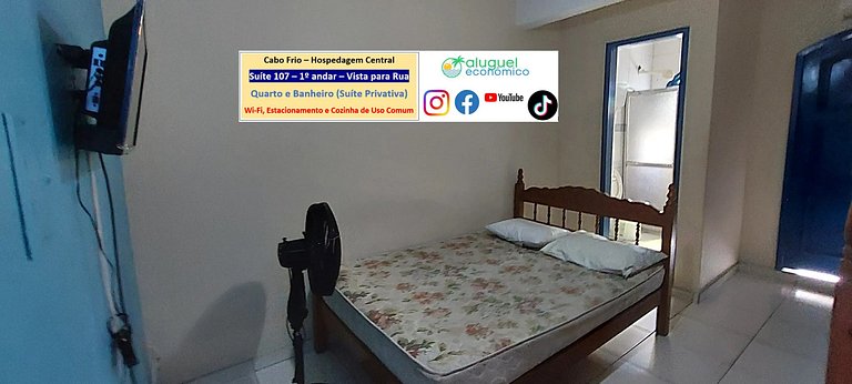 Hospedagem Central - Suíte 107 - Cabo Frio - Aluguel Econômi