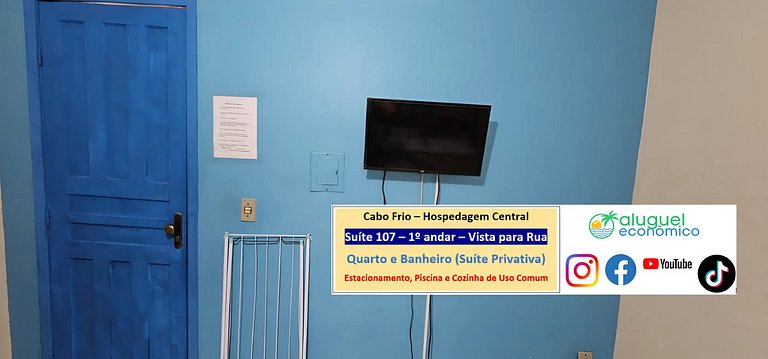 Hospedagem Central - Suíte 107 - Cabo Frio - Aluguel Econômi