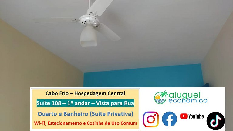 Hospedagem Central - Suíte 108 - Cabo Frio - Aluguel Econômi