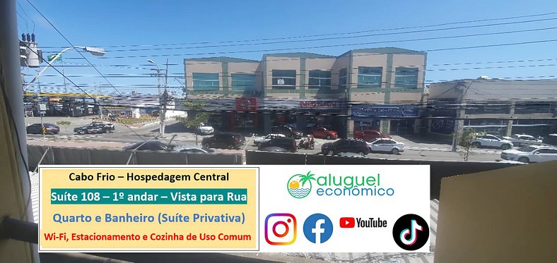 Hospedagem Central - Suíte 108 - Cabo Frio - Aluguel Econômi