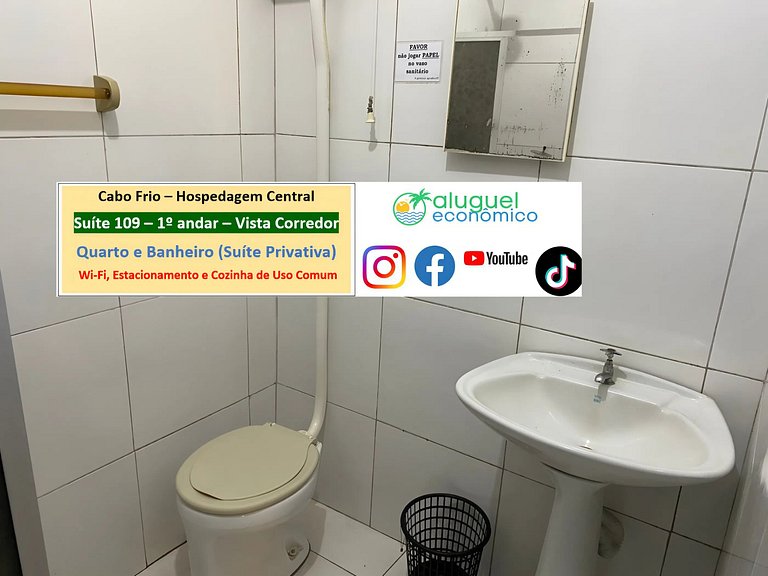 Hospedagem Central - Suíte 109 - Cabo Frio - Aluguel Econômi