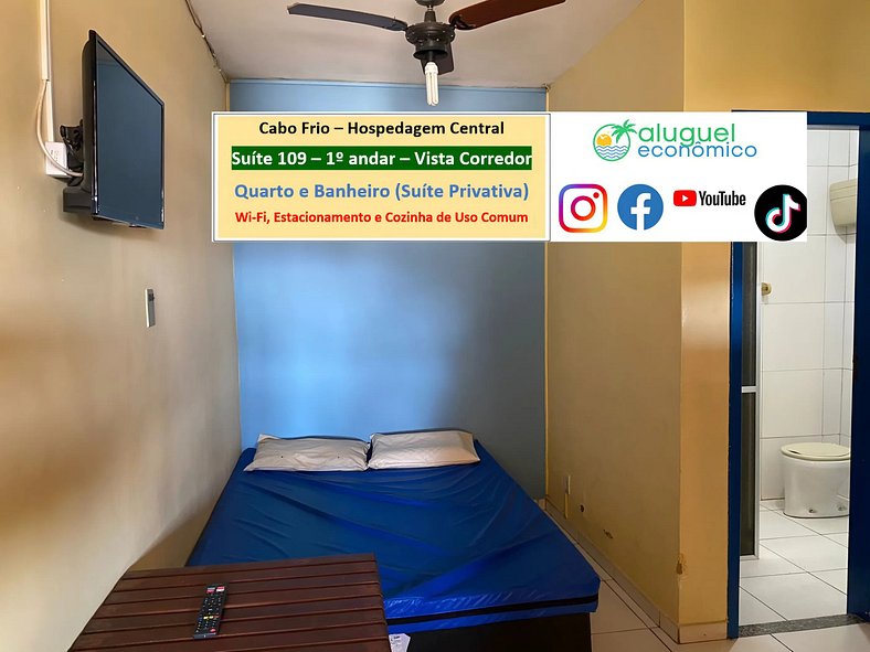 Hospedagem Central - Suíte 109 - Cabo Frio - Aluguel Econômi