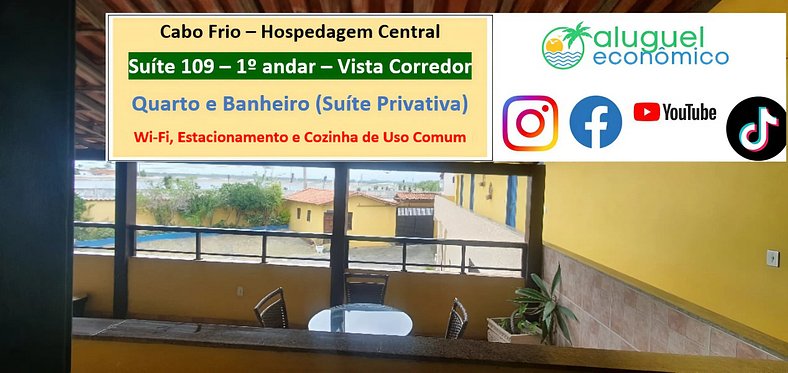 Hospedagem Central - Suíte 109 - Cabo Frio - Aluguel Econômi