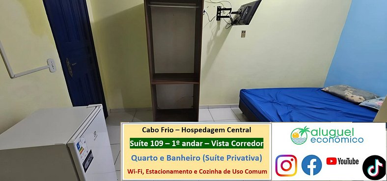 Hospedagem Central - Suíte 109 - Cabo Frio - Aluguel Econômi