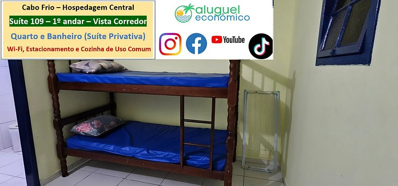 Hospedagem Central - Suíte 109 - Cabo Frio - Aluguel Econômi