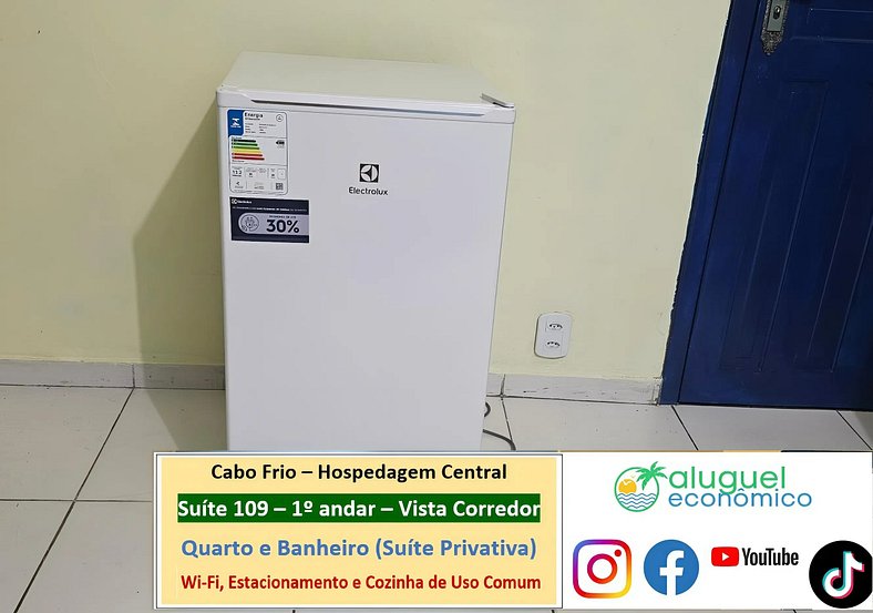 Hospedagem Central - Suíte 109 - Cabo Frio - Aluguel Econômi