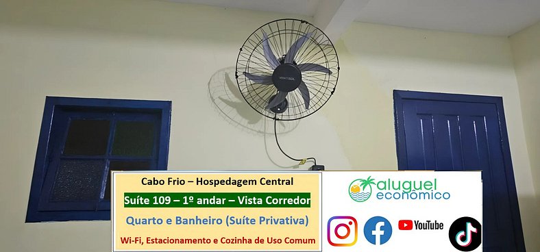 Hospedagem Central - Suíte 109 - Cabo Frio - Aluguel Econômi